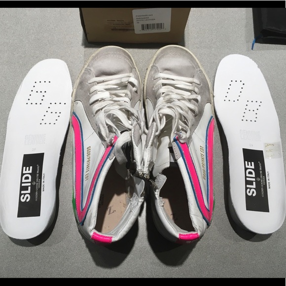 Golden Goose Slide Sneaker White/Pink/Green 39 NIB - Picture 8 of 8